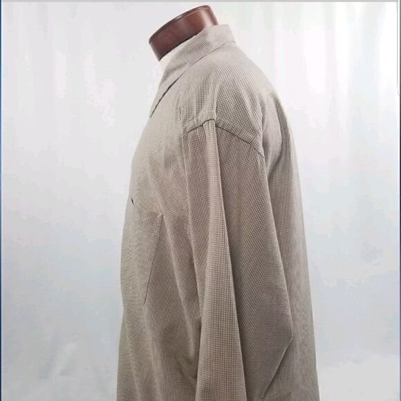 Vintage Tommy Hilfiger Mens Size 16.5 Long Sleeve Tan Plaid Button Front Shirt - Picture 4 of 8